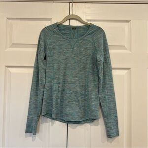 Marmot Striped Long Sleeve Tee Green Blue Womens Size Medium Hiking Outdoors